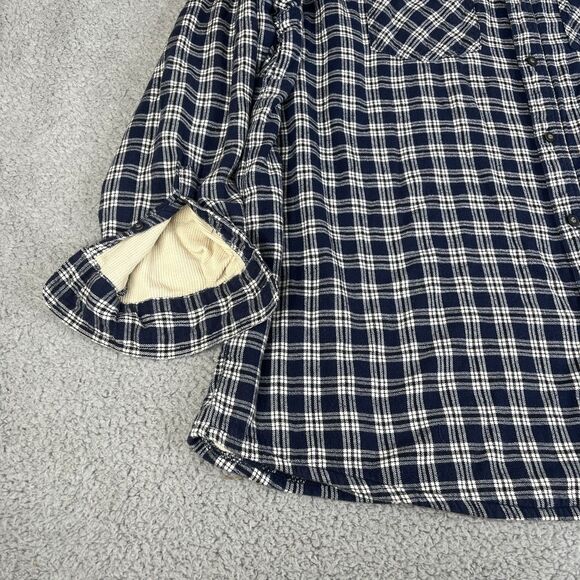 Wrangler Riggs Flannel Shirt 3XT Blue White Plaid Thermal Lined Shacket Big Tall - Picture 2 of 13